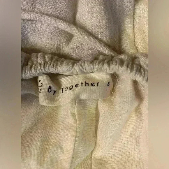 By Together Woven Linen Square Neck Dress in Cream Size Small - Picture 9 of 10